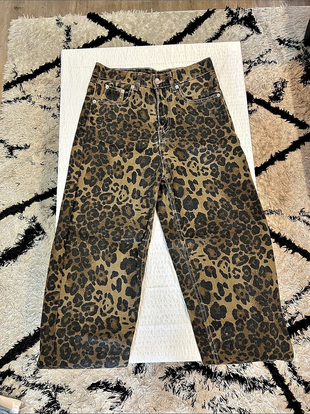 Leopard Wide Leg Pants in Brown & Black Like New